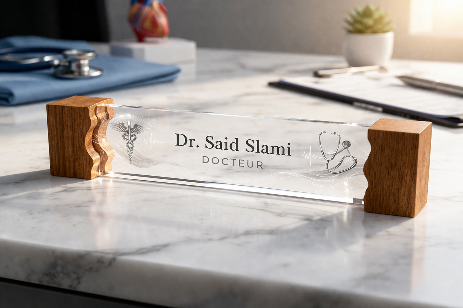 Plaque de bureau médecin personnalisée au Maroc